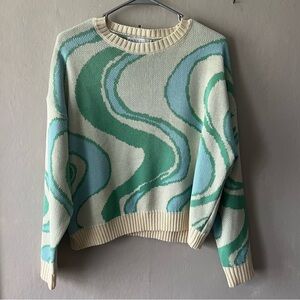 Gabri. La Green and Blue Printed Sweater Size Small